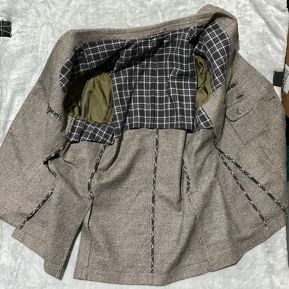 Kroon Mini-Houndstooth Blazer Sport Coat Jacket Brown Lined Casual Business‎ 46R - Picture 8 of 13